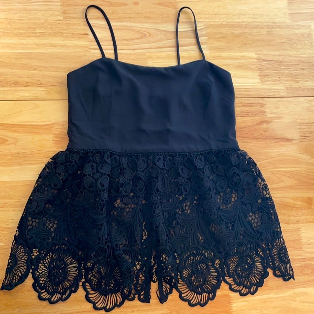 Lace peplum tank - black - S